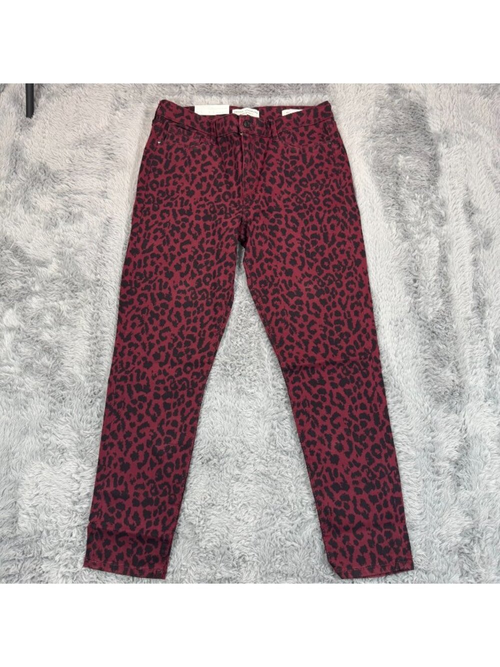 Social Standard by Sanctuary Jeans Women's 10 Red Cotton Denim Skinny Cheetah
